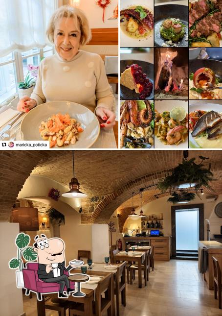 La interni e cibo del ristorante