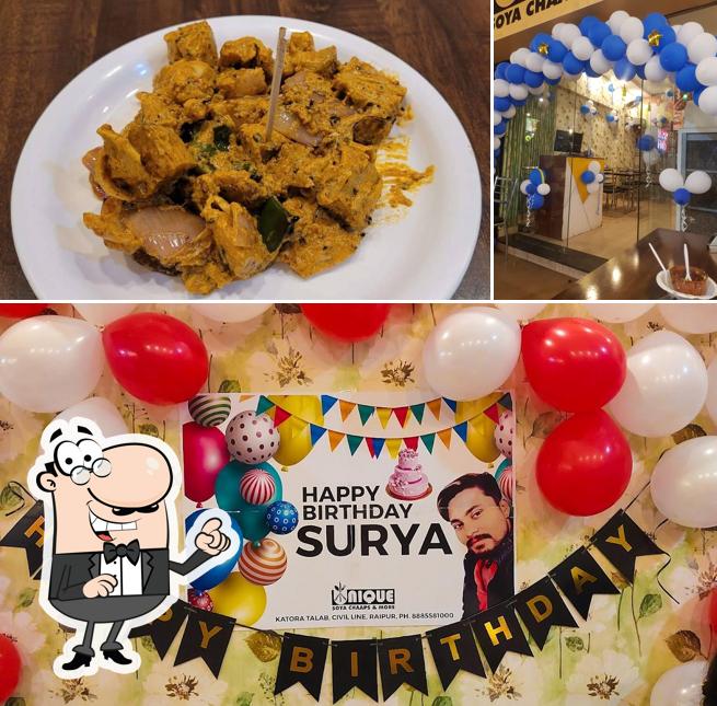 Take a look at the photo showing interior and food at Unique Soya Chaaps & More
