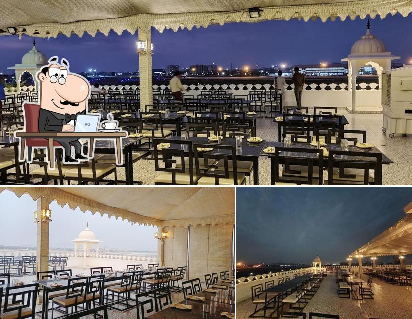 The interior of Hawai Chhatri Roof Top Restaurant