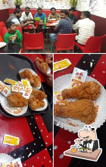 Among various things one can find food and interior at Five Star Chicken