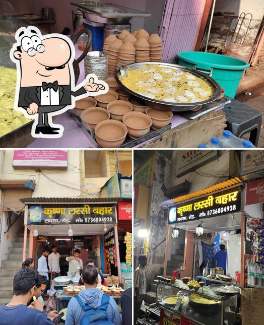 Check out the photo showing interior and food at Krishna Lassi Bahaar