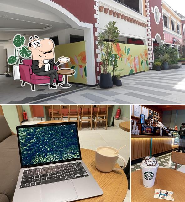 The picture of Starbucks’s interior and food