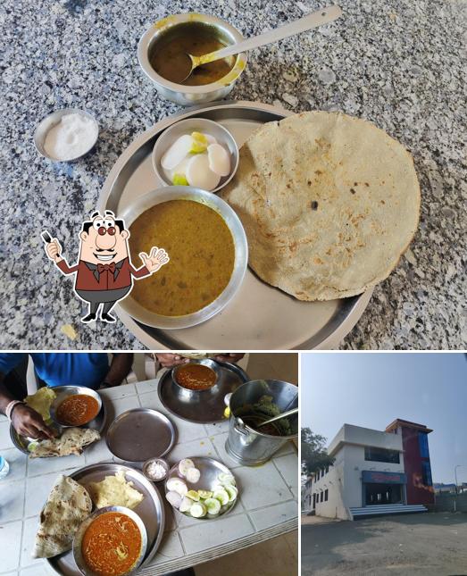 Take a look at the picture depicting food and exterior at sasarwadi hotel