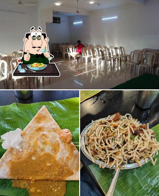 Take a look at the picture depicting food and interior at Hotel Siruvani