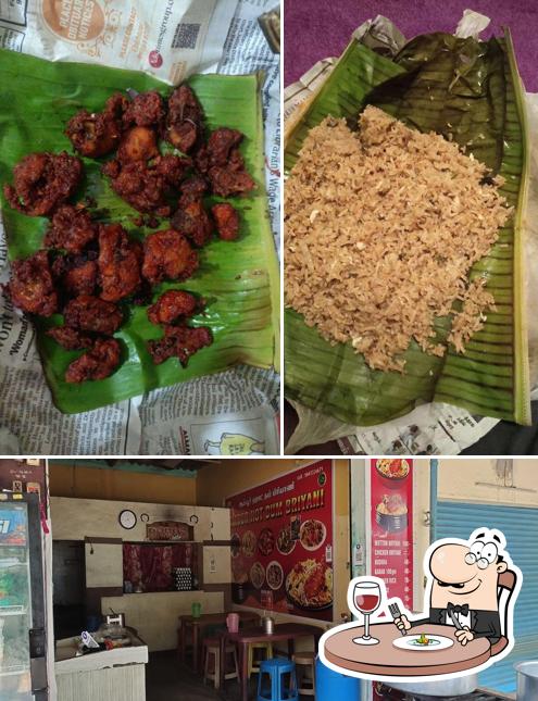 This is the picture showing food and interior at Ambur hot dum biryani