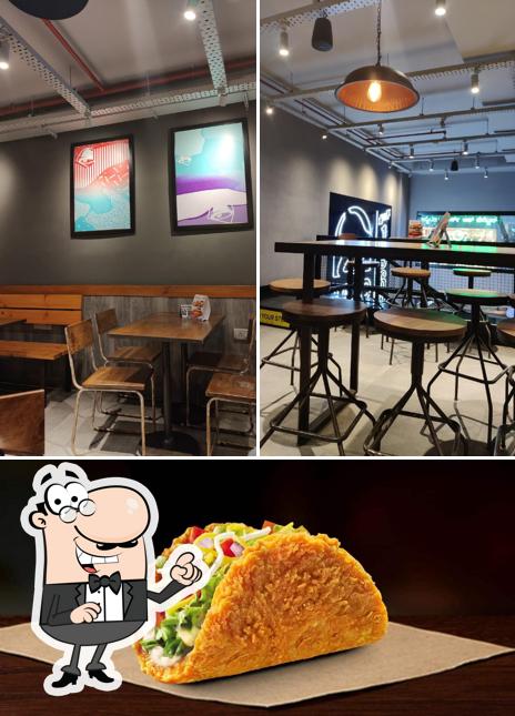 The image of interior and food at Taco Bell