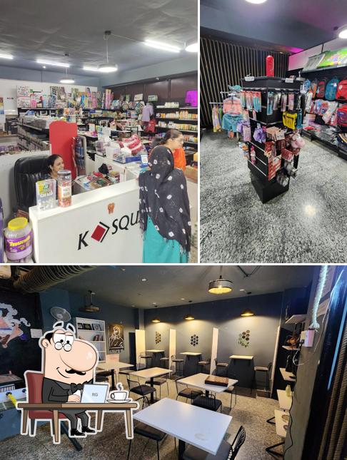 This is the image displaying interior and exterior at K- square stationary shop and cafe