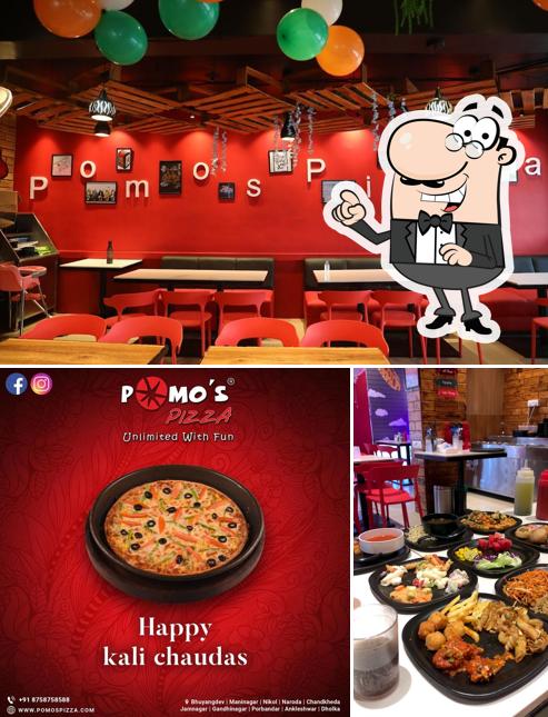 The interior of Pomo's Pizza Ankleshwar