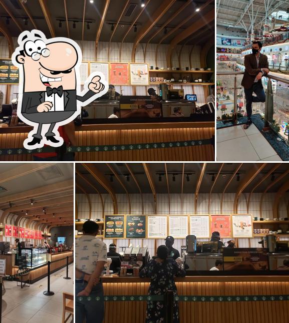 The interior of Starbucks