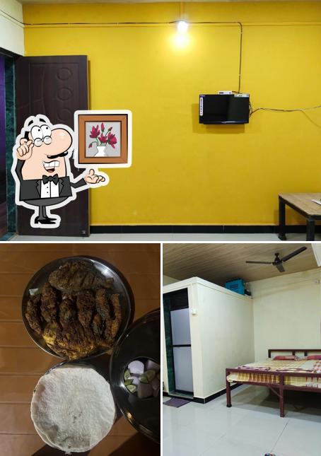The restaurant's interior and food