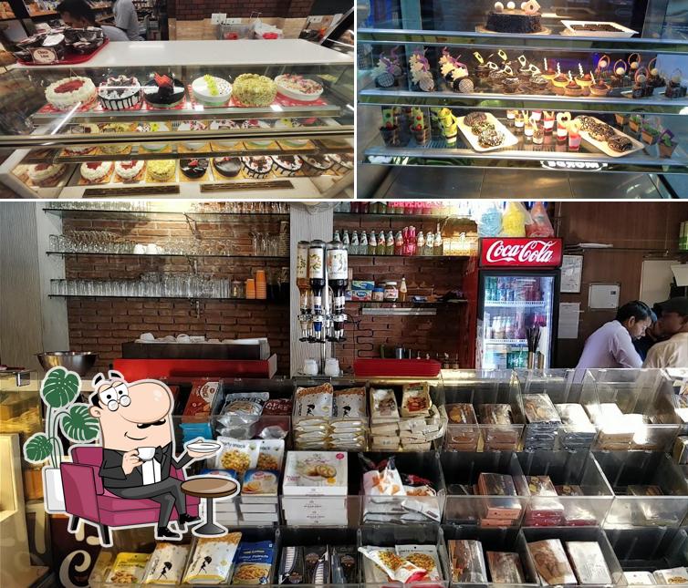 This is the picture displaying interior and food at The Bakers Factory