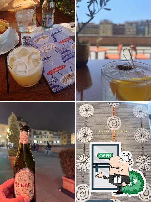 Tra le diverse cose da Caffè dell'Oro si possono trovare la esterno e bevanda