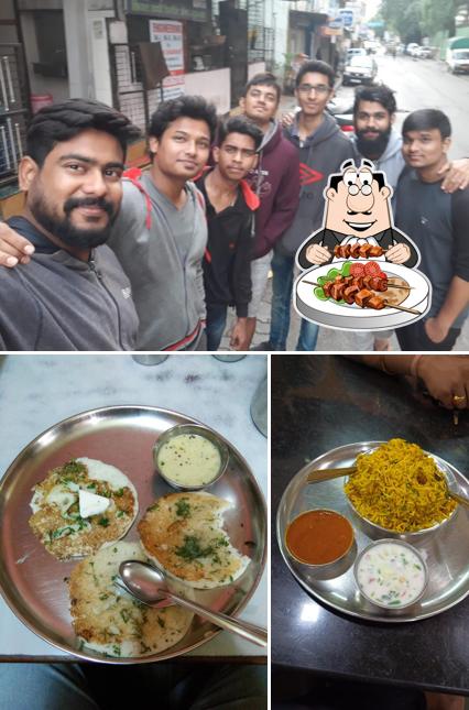 Take a look at the photo displaying food and exterior at Sheetal hotel