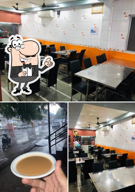 The restaurant's interior and food