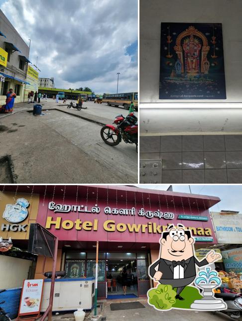 You can get some fresh air at the outside area of Hotel Gowrikkrishna (Simply Veg) Tiffen, Sweets and Bakes