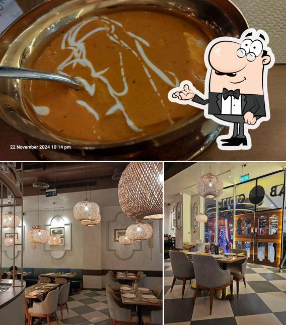 This is the photo depicting interior and food at Punjab Grill