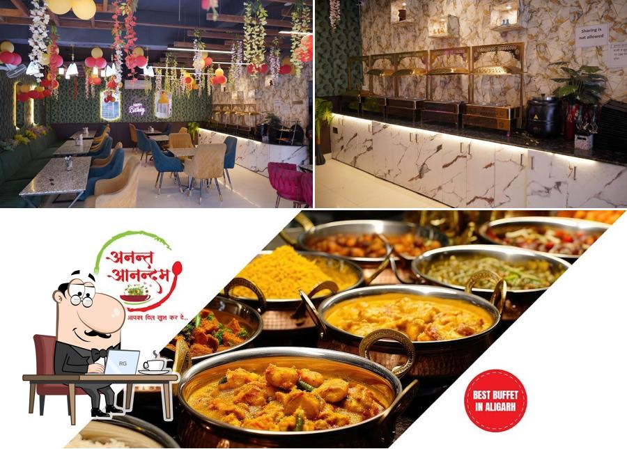 Check out the picture showing interior and food at Anant Anandam Buffet & Fast Food