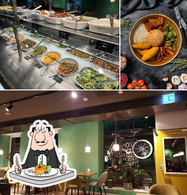 Questa è la immagine che raffigura la cibo e interni di 7030 Restaurant