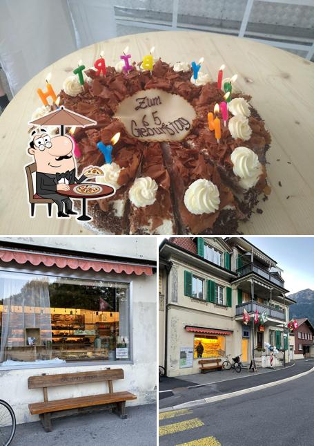 La immagine della esterno e cibo di Bäckerei-Konditorei Christen