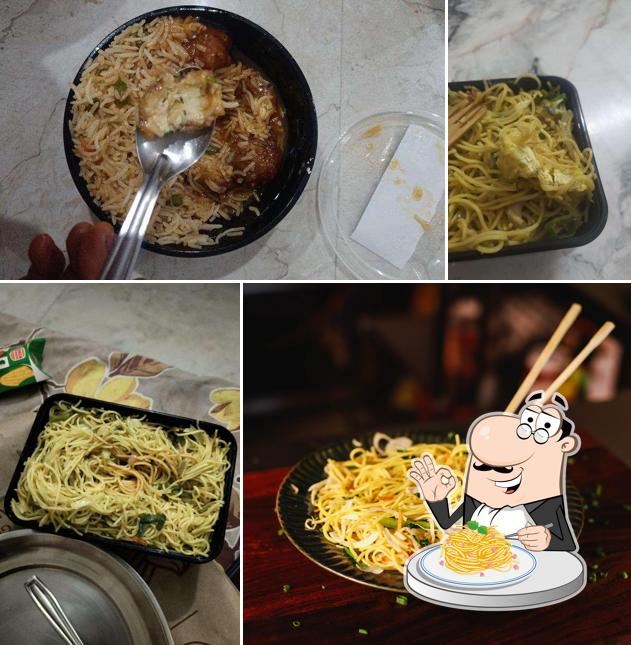 Spaghetti carbonara at Chimney Sizzlers