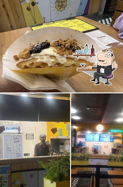 Take a look at the image showing interior and food at The Belgian Waffle Co