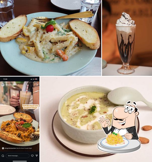 Spaghetti carbonara at Cafe De Soleil