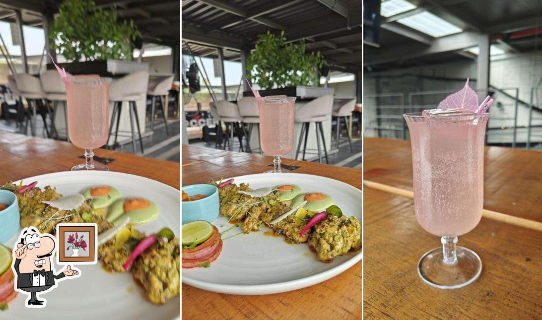 Take a seat at one of the tables at Runway 27