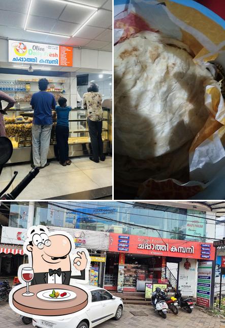 Take a look at the picture depicting food and exterior at Chappathi company