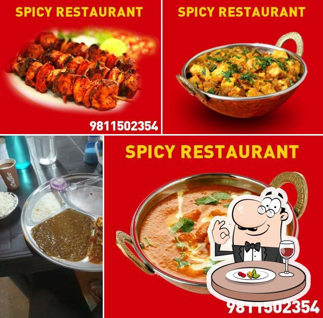 Food at Indian spice restaurant