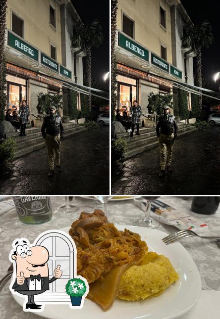 Tra le diverse cose da Albergo Ristorante Roma si possono trovare la esterno e cibo