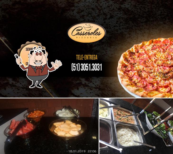 Comida em Casseroles pizzaria e galeteria