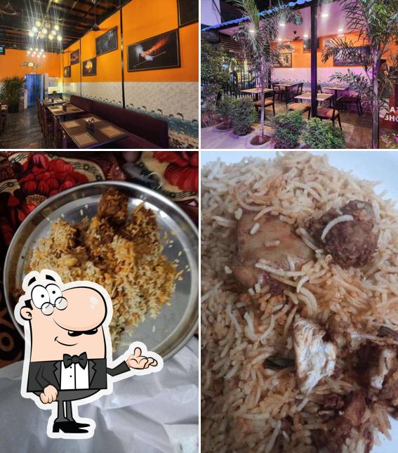 Among different things one can find interior and food at Raju Gari Bhojnam