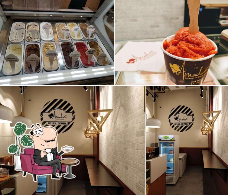 Among various things one can find interior and food at Amadora Gourmet Ice Cream & Sorbet