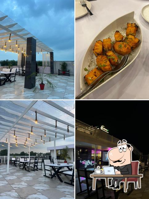 The interior of Evara Rooftop Cafe