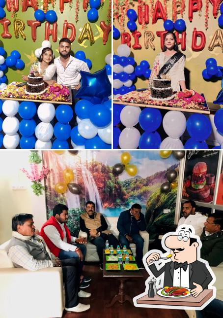 This is the picture showing food and birthday at Mr. Cafe