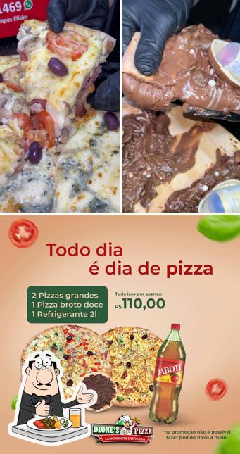 Platos en Diones pizza e esfihas