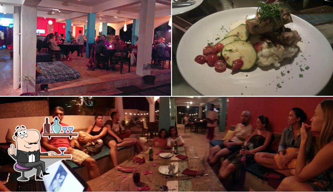 The restaurant's interior and food
