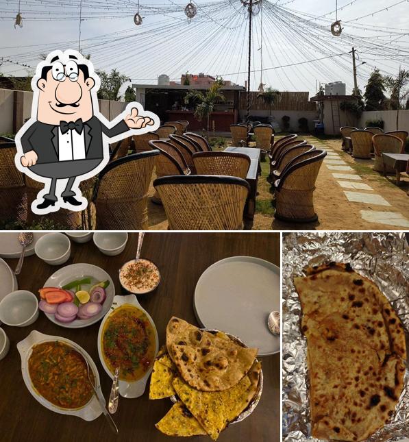 The restaurant's interior and food