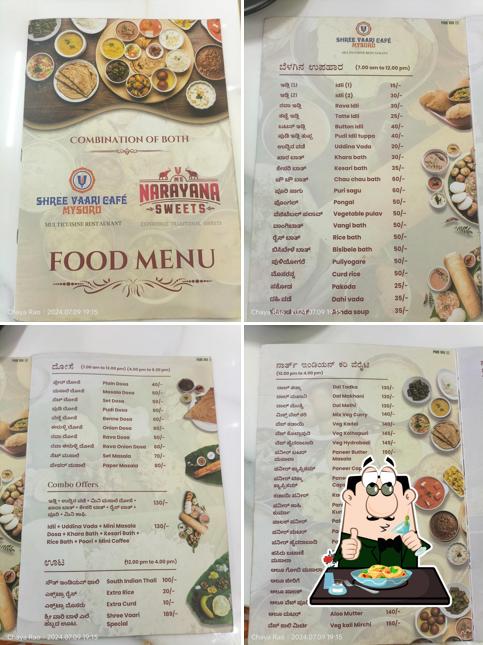 Food at Shree Vaari Cafe Mysuru and M S Narayana Sweets