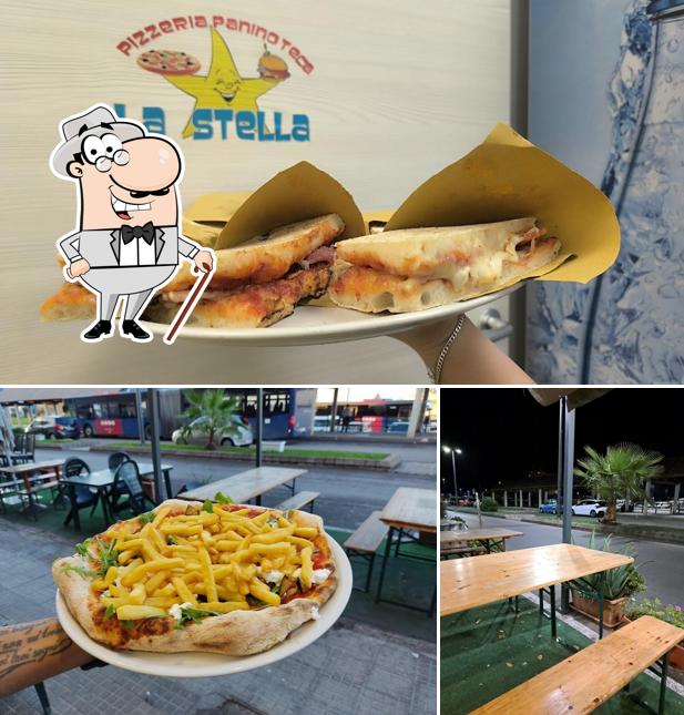 Questa è la foto che mostra la esterno e cibo di Pizzeria La Stella