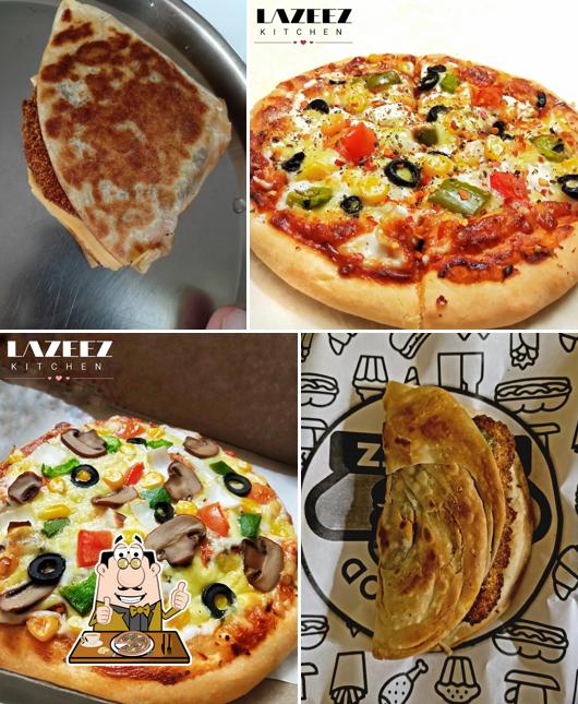 Try out pizza at LAZEEZ KITCHEN