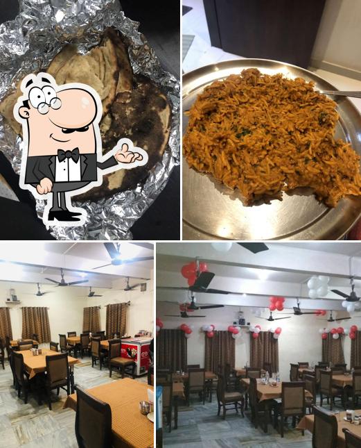 Take a look at the photo showing interior and food at Pavilion restaurant