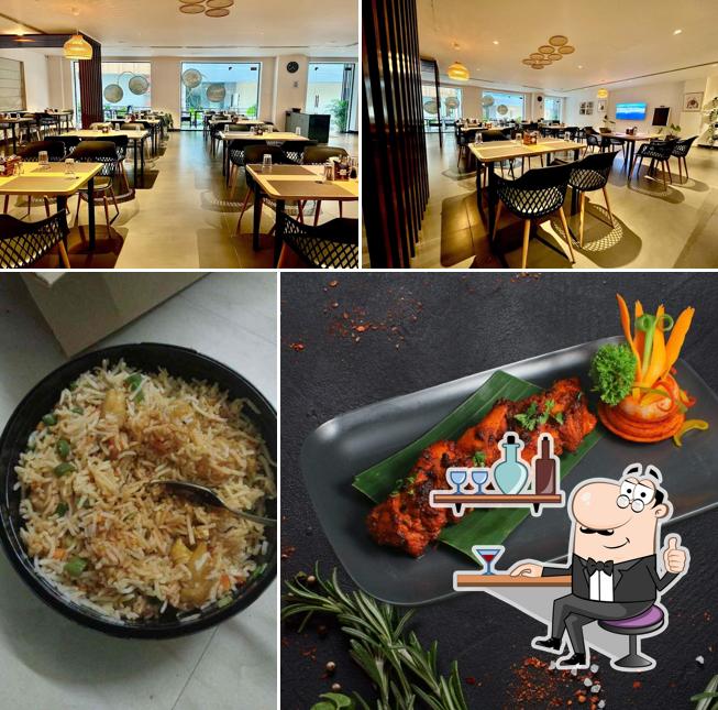 Among different things one can find interior and food at Market Kitchen