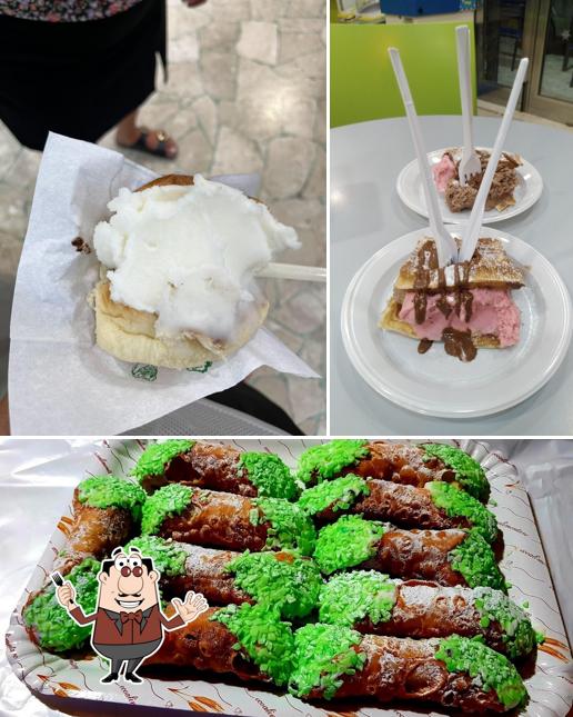 Tra le varie cose da Gelateria del Cassaro si possono trovare la cibo e interni