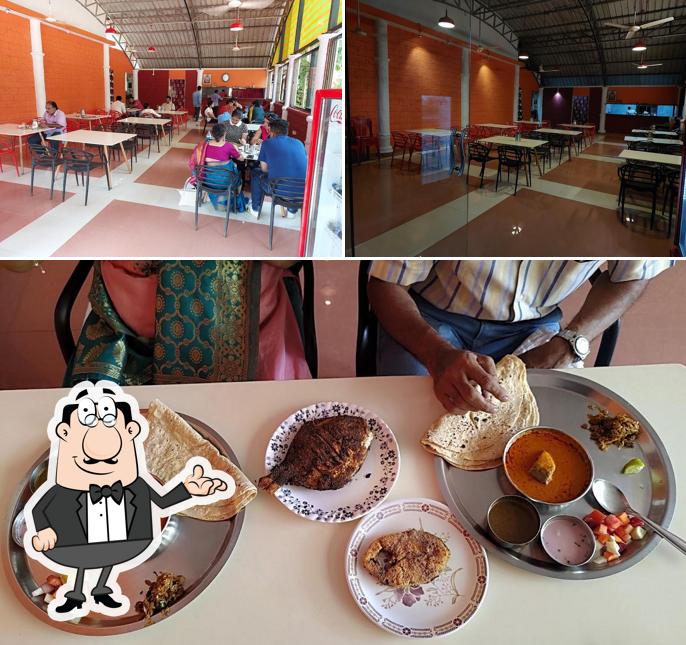 Take a look at the picture displaying interior and food at Hotel Narvekar