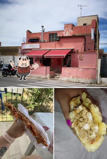 Tra le diverse cose da Bar Tabacchi Salumeria Passo Abate Santacroce si possono trovare la cibo e esterno