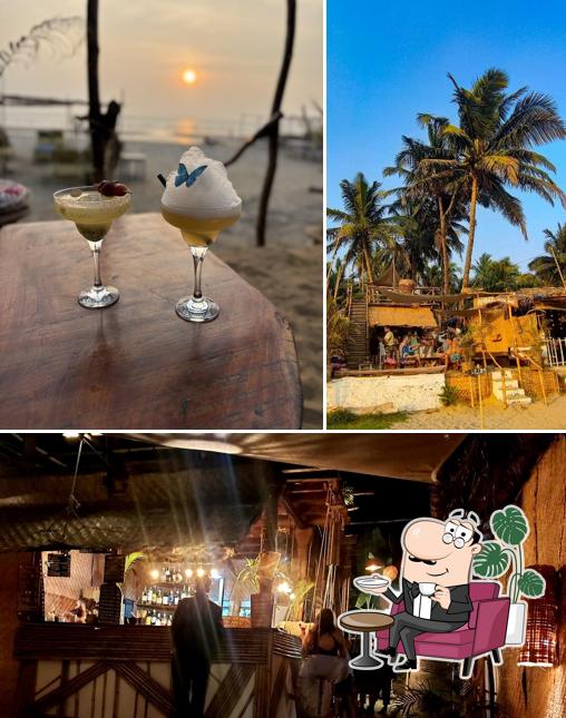 The picture of interior and food at Amber Cocktail Bar