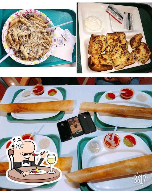 The restaurant's food and dining table