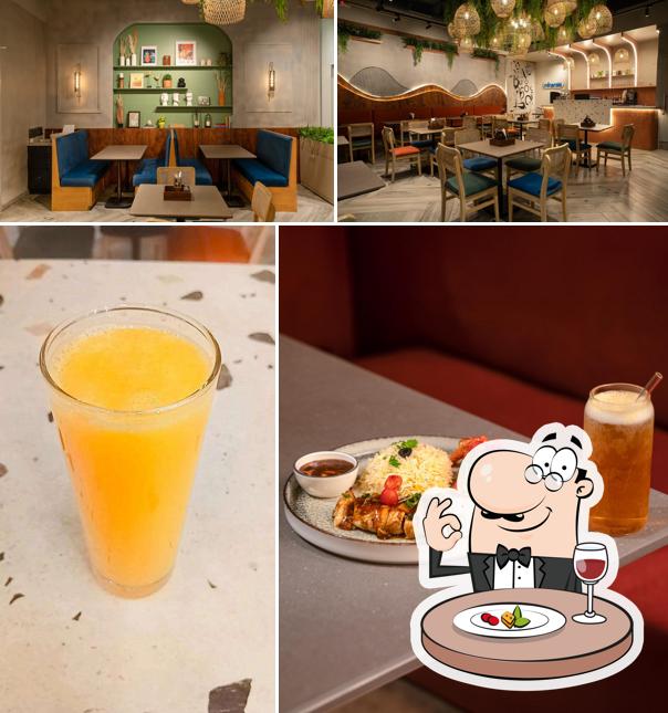 This is the image showing food and interior at Minerals