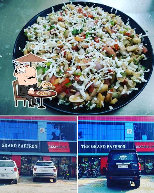 This is the photo depicting exterior and food at The grand saffron restaurant